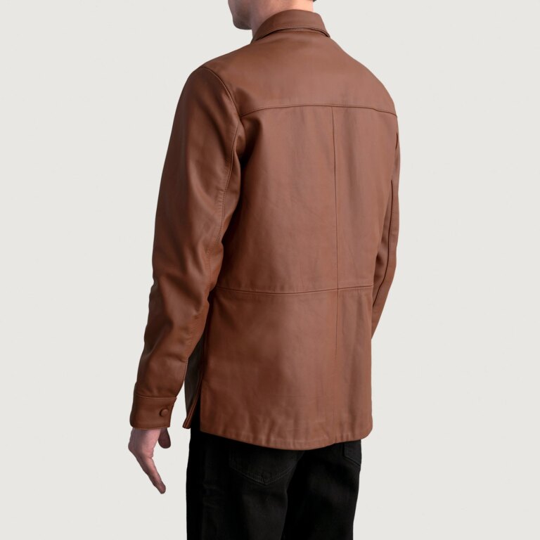 Mens Haven Matte Brown Leather Shirt Tilted Back-8-1724082197881